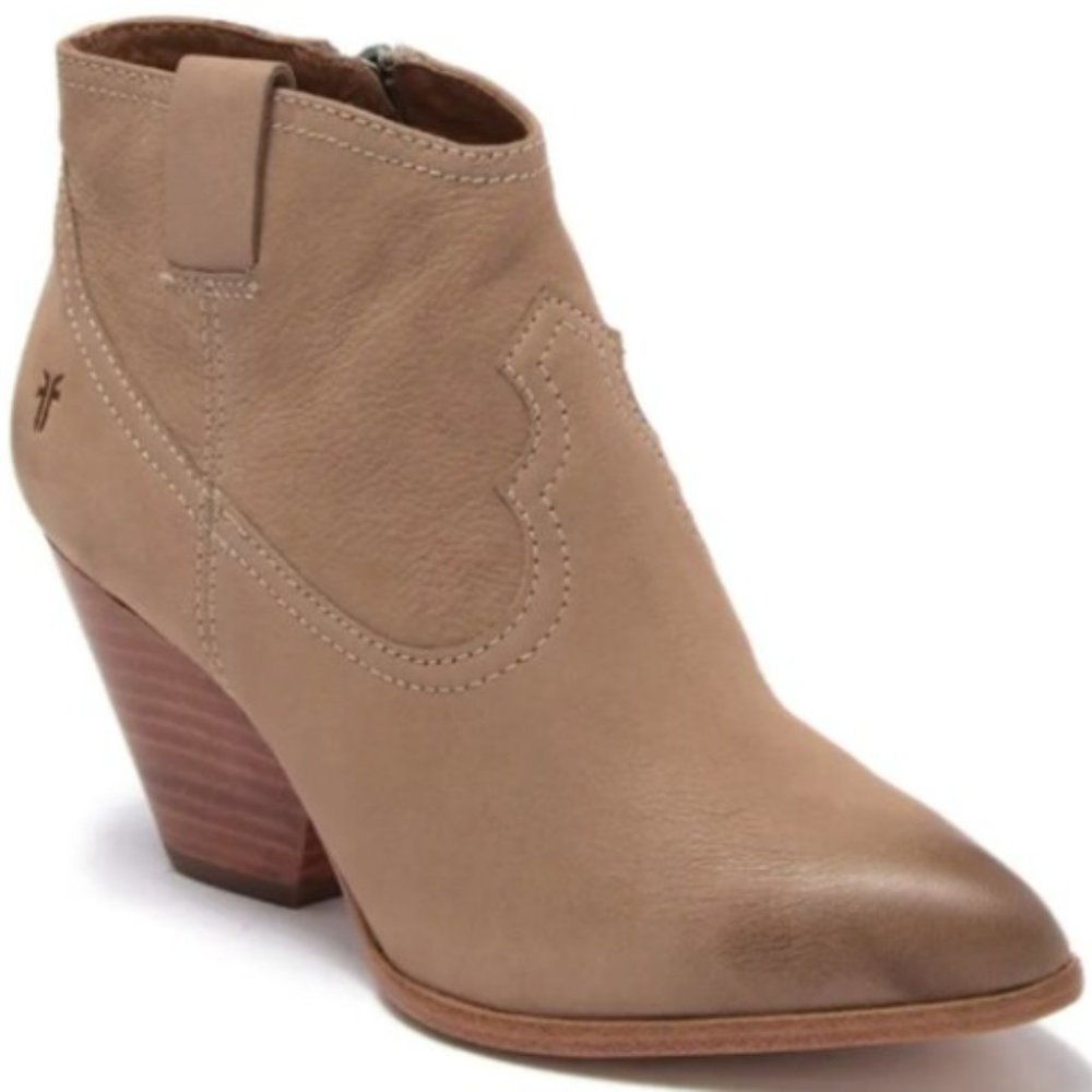 Frye Reina Leather Ankle Boots Booties size 7.5 Tan Color